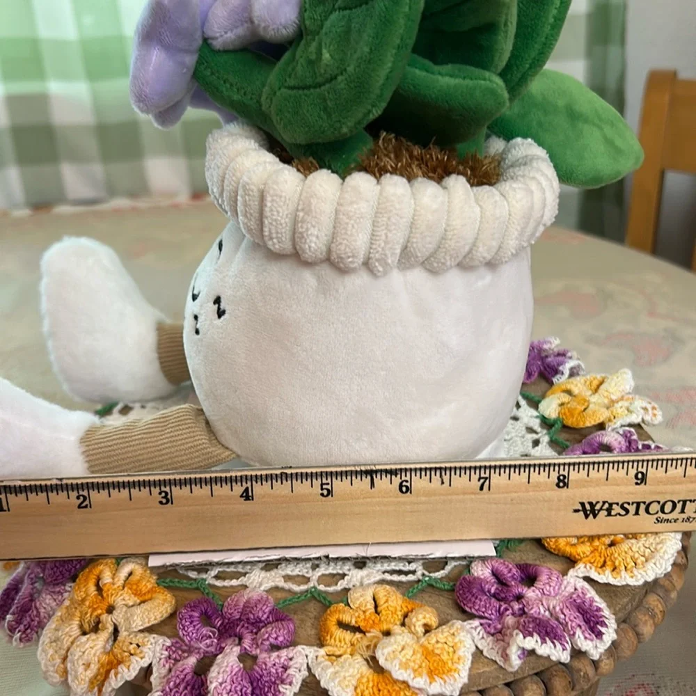 Plush Faux Wishbone Flower Happy Plant Weighted Bottom Ultra Soft Whimsical NEW